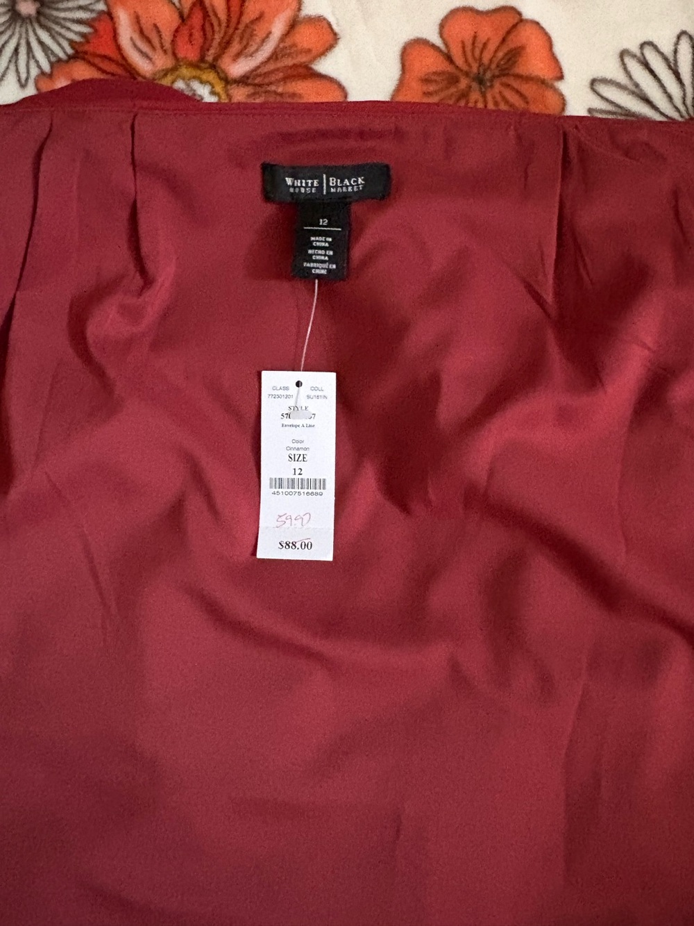 NWT White House Black Market Belted Rust Burnt Orange Skirt Size 12 - Picture 11 of 11
